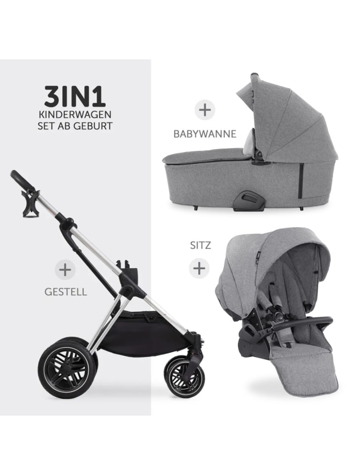 Hauck 3in1 Kinderwagen-Set Vision X Trio Set Black in grau günstig kaufen onesize