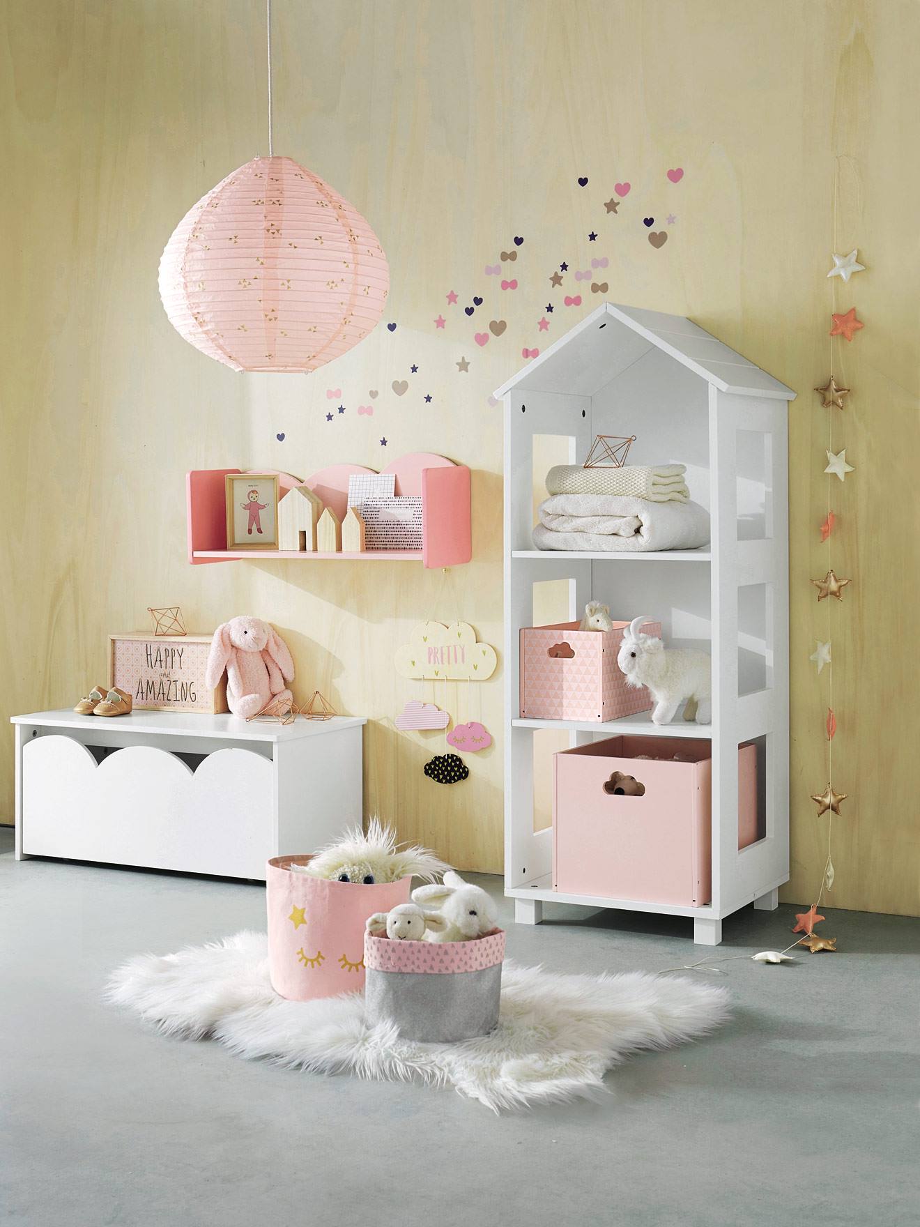 Vertbaudet Kinderzimmer Teppich in Schaffell-Optik - weiß