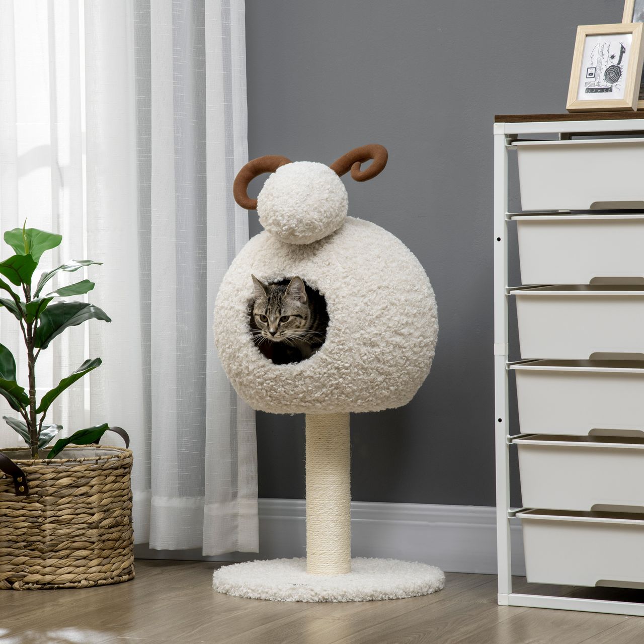 PawHut Kratzbaum, Katzenbaum, Katzenkratzbaum, Kletterbaum mit Katzenhöhle