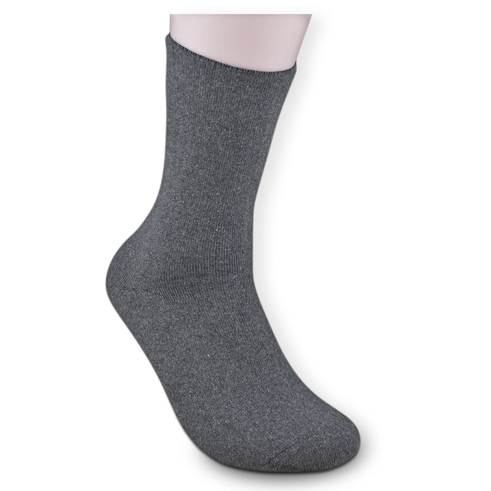 Die Sockenbude Basicsocken THERMO (Bund, 3-Paar, grau schwarz) Diabetikersocken ohne einengenden Bund ohne Gummi