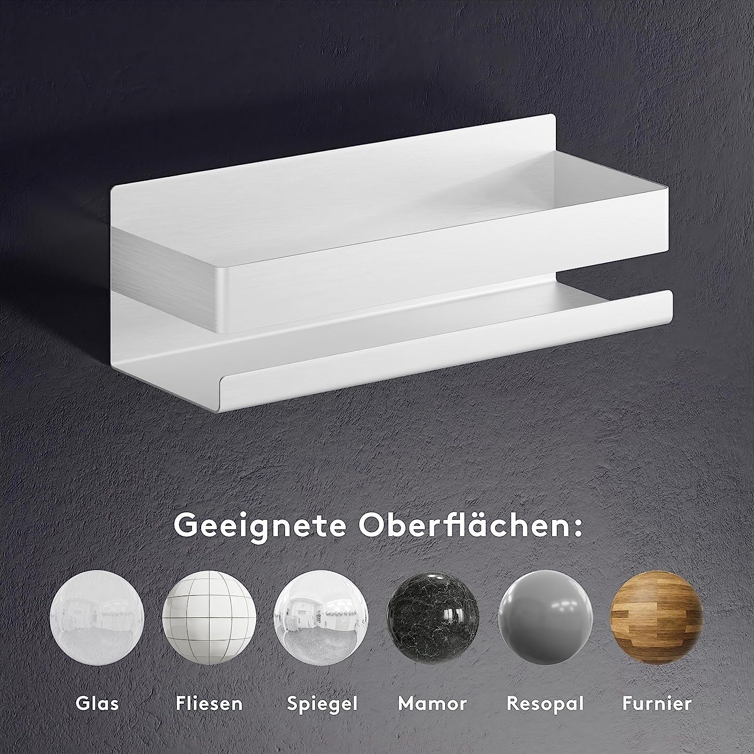 LIEBHEIM Duschablage Duschkorb Badregal ohne Bohren - TESA Montage Aluminium/Edelstahl