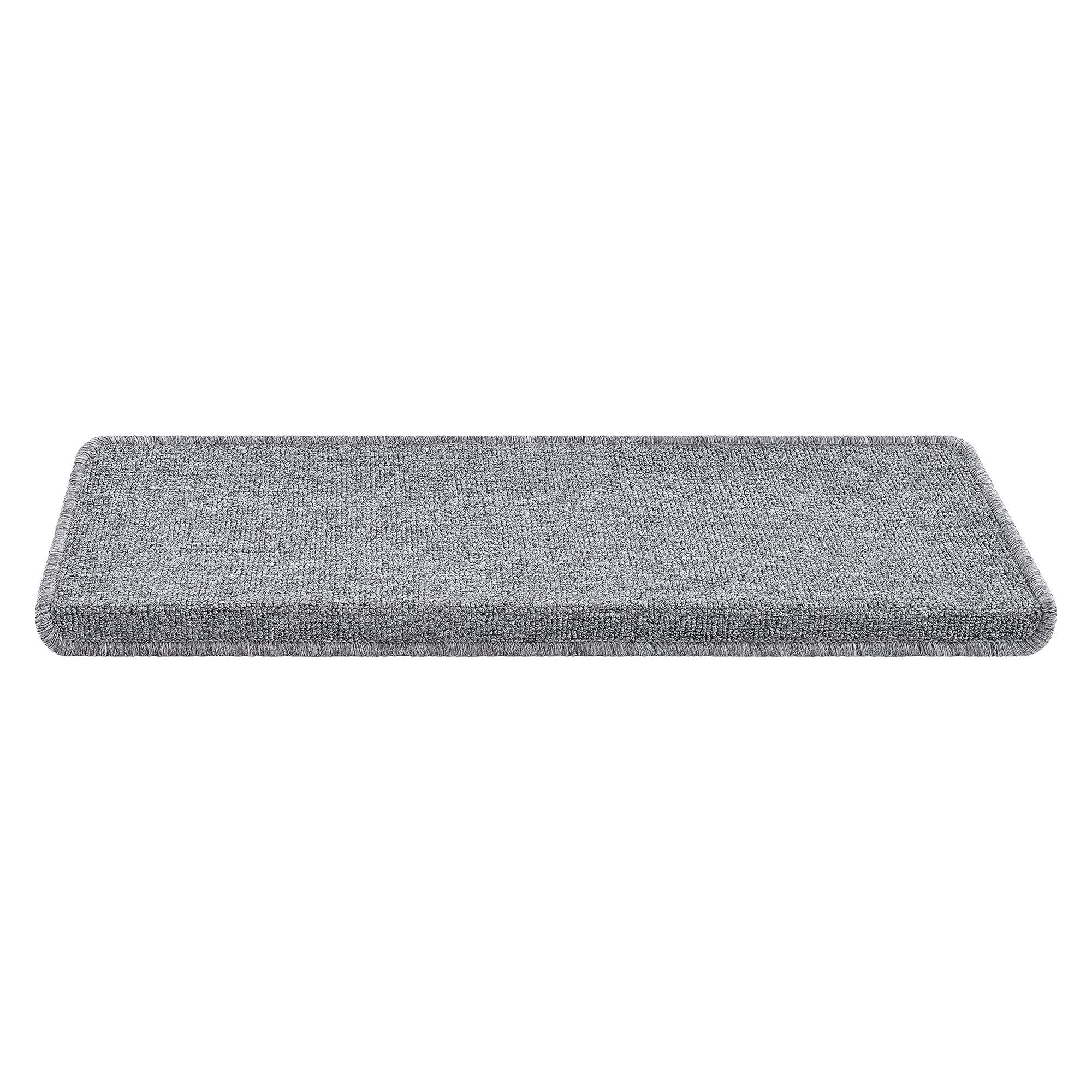 Stufenmatte, en.casa, rechteckig, 15er Set Treppenmatten rechteckig 65x24cm selbstklebend Hellgrau