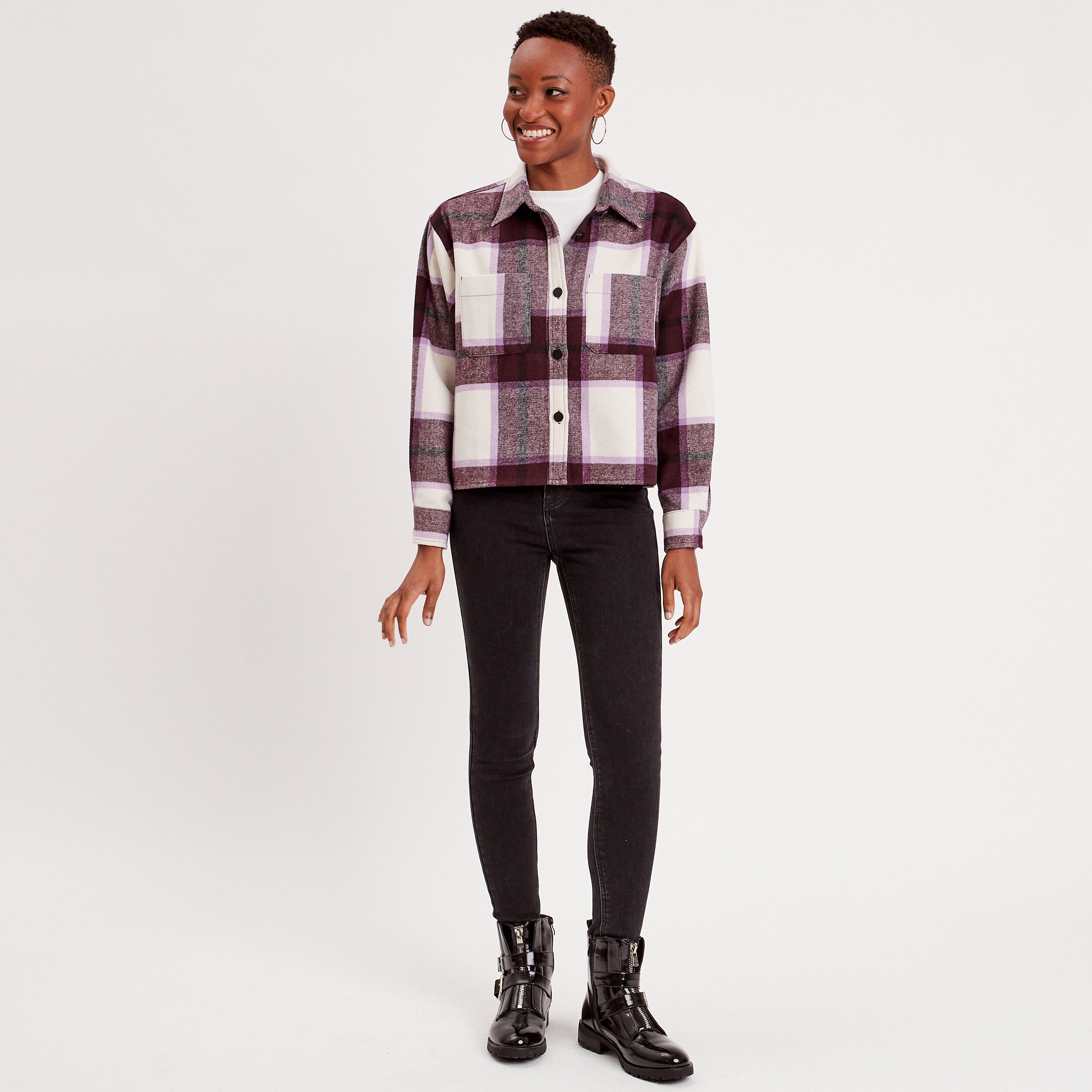 Chemise manches longues violet femme | Cache Cache