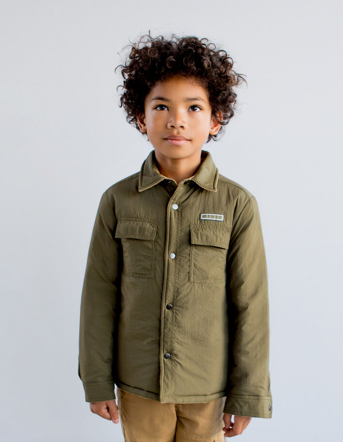 Veste réversible kaki et camel velours garçon