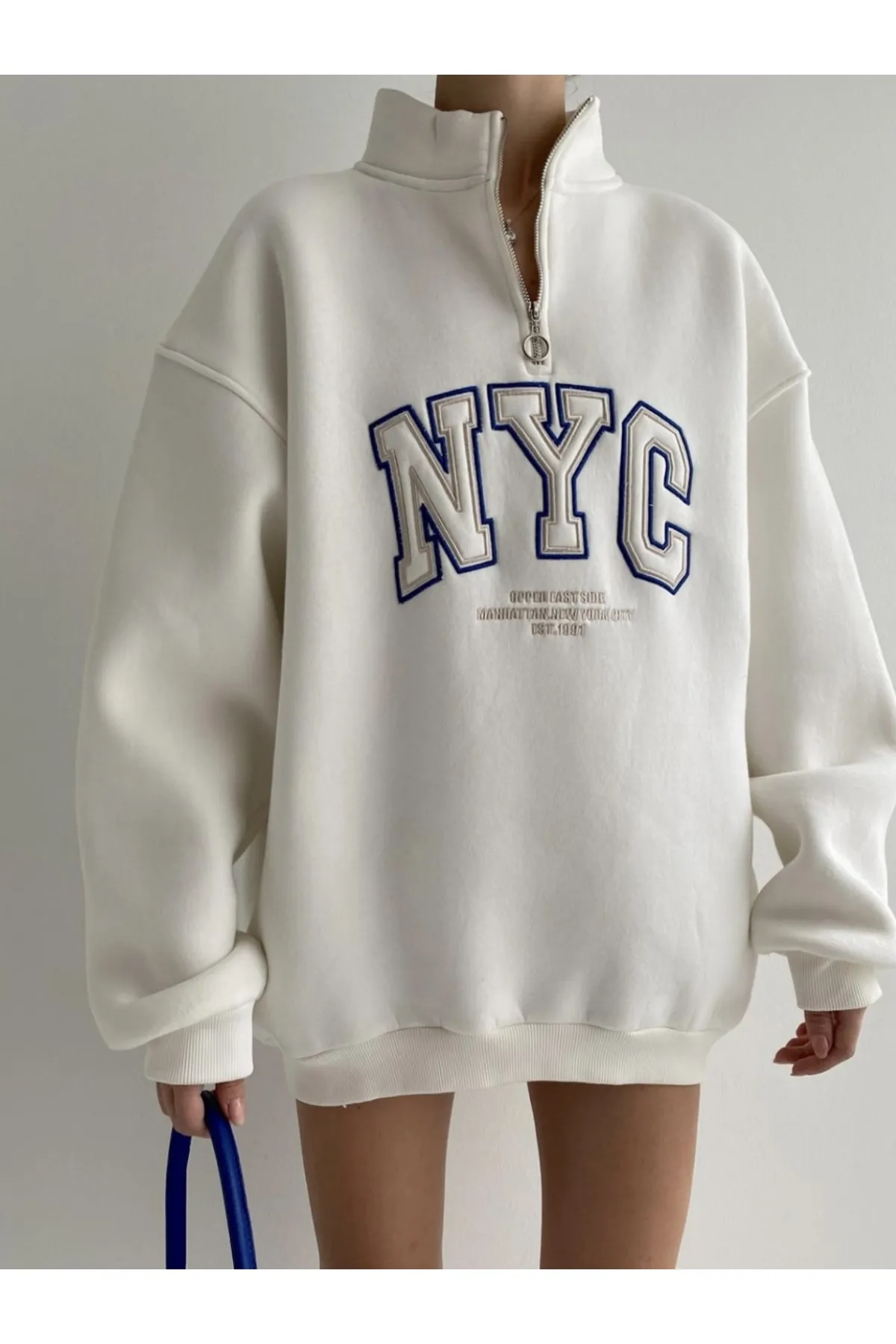 IŞILDA FASHION  NYC BESTICKTES REISSVERSCHLUSS-SWEATSHIRT