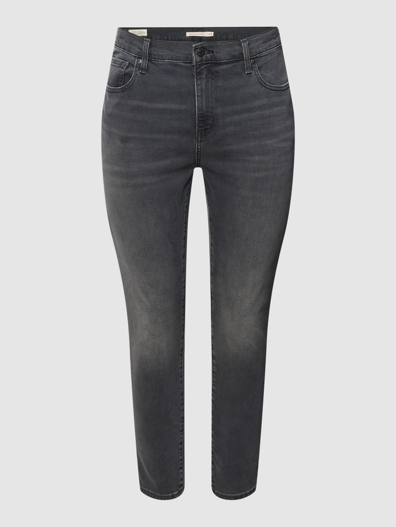 PLUS SIZE Skinny Fit Jeans mit Label-Patch in schwarz