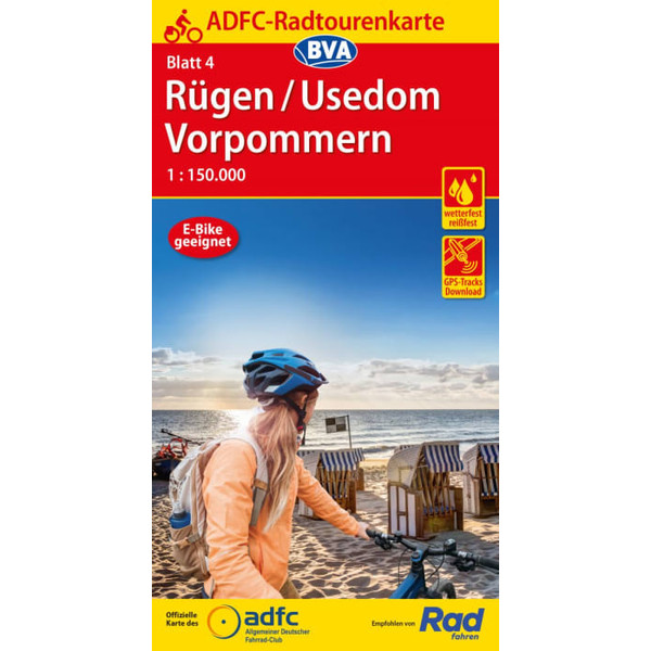 ADFC-RADTOURENKARTE 4 RÜGEN/USEDOM VORPOMMERN 1:150.000 - Fahrradkarte
