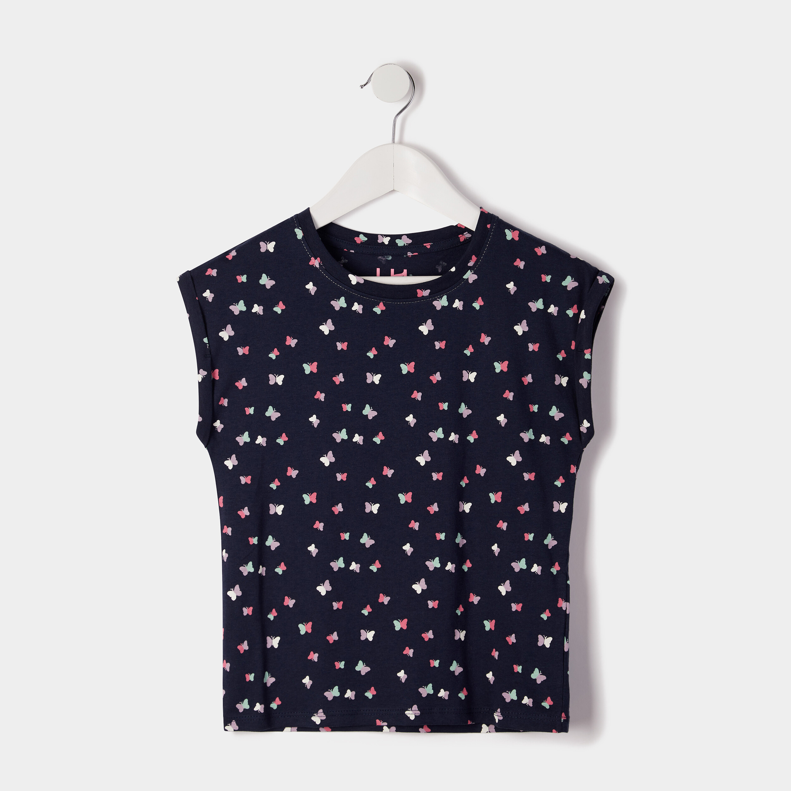 T-shirt coupe droite sans manches bleu marine fille | La Halle