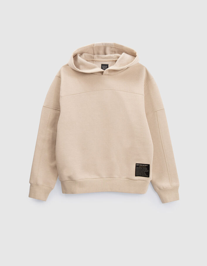 Sweat beige nylon quadrillé dos garçon