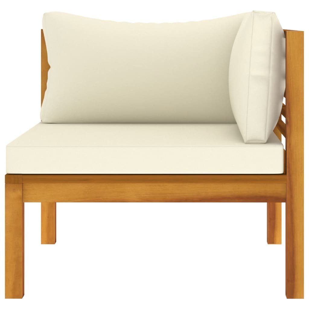 vidaXL Loungesofa 2-tlg. Sofagarnitur mit Cremeweißen Kissen Massivholz Akazie, 1 Teile