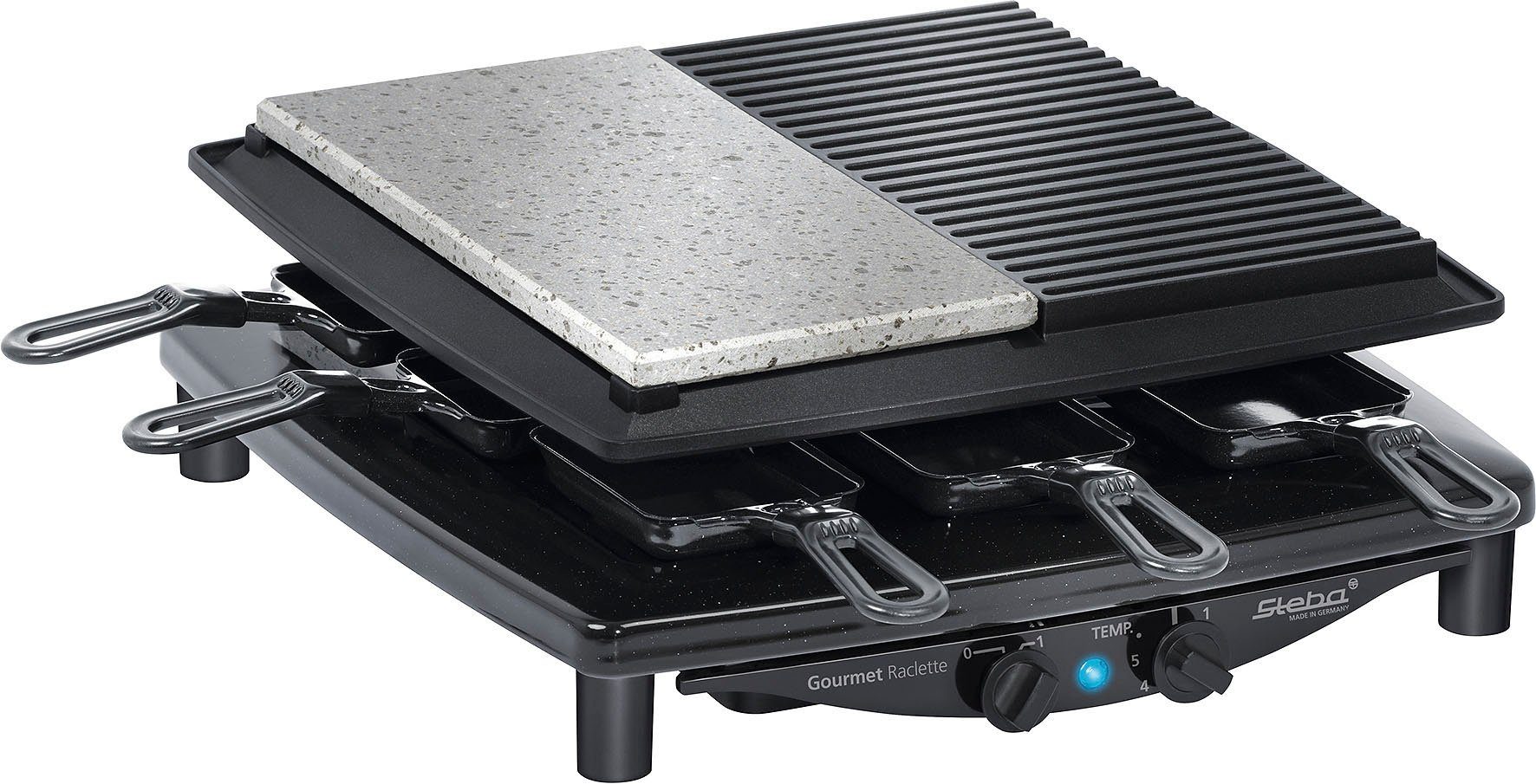 Steba Raclette RC 4 Plus, 8 Raclettepfännchen, 1450 W