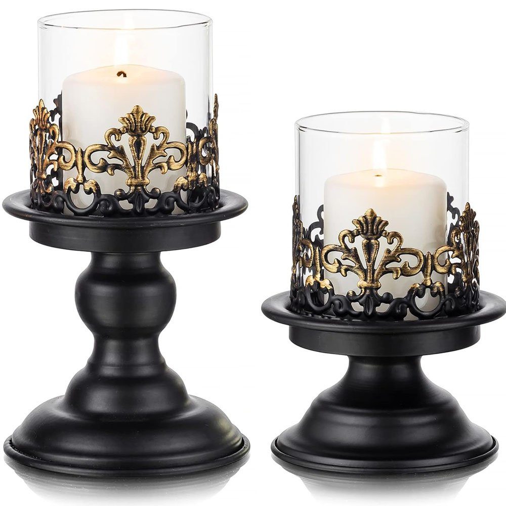 Sarfly Kerzenständer Kerzenleuchter -Vintage Metall Kerzenständer für Stumpenkerzen (2 St), für Weihnachtsdeko Ostern Advent Halloween Ramadan Taufe