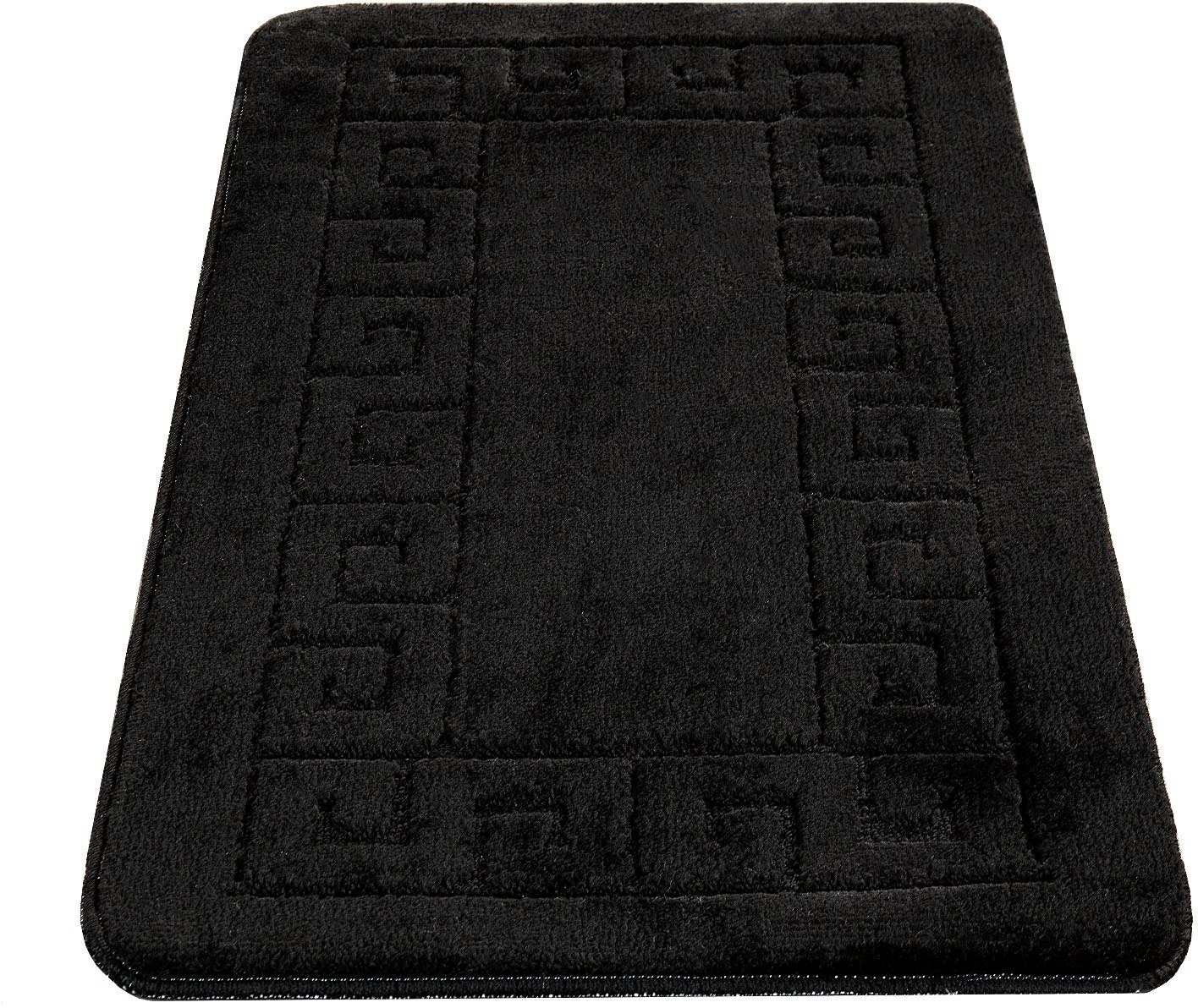 Badematte Riga 186 Paco Home, Höhe 15 mm, rutschhemmend beschichtet, fußbodenheizungsgeeignet, Polypropylen, rechteckig, Badteppich, Uni Farben, mit Bordüre, rechteckig & rund erhältlich