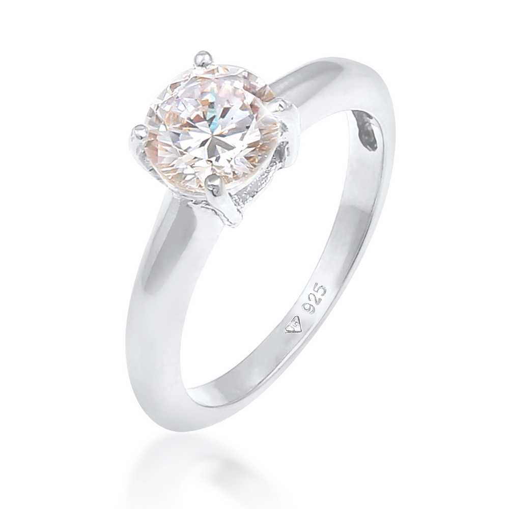 Elli Elli Bague Femmes Solitaire Classique avec cristal de zirconium en argent sterlin Bague