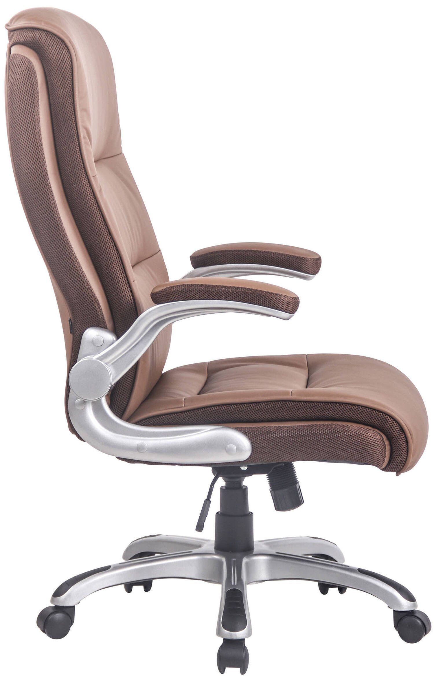TPFLiving Bürostuhl Vila mit bequemer ergonomisch geformter Rückenlehne (Schreibtischstuhl, Drehstuhl, Chefsessel, Bürostuhl XXL), Gestell: Kunststoff silber - Sitzfläche: Kunstleder hellbraun