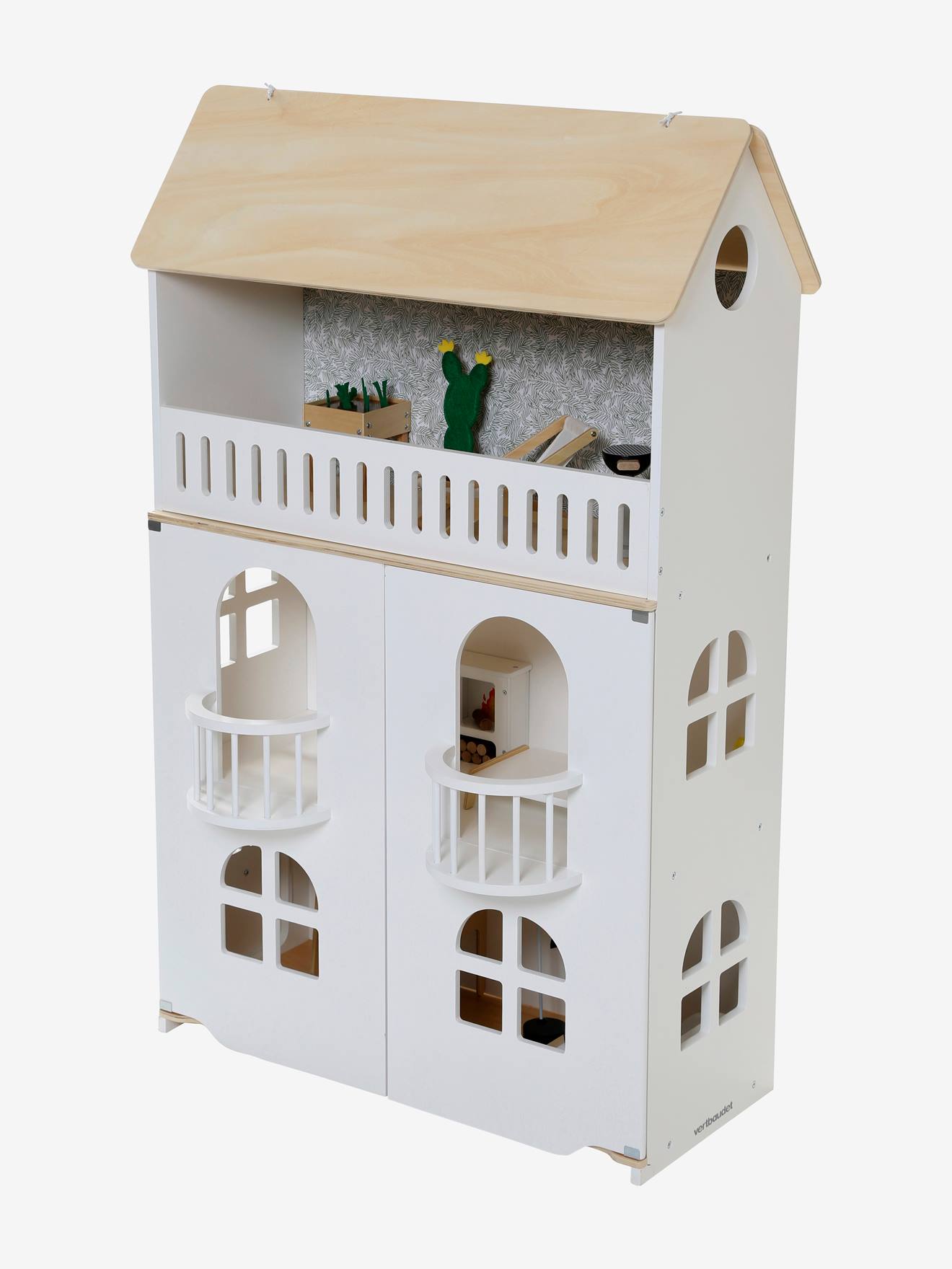 Maison de poupée mannequin Romantique en bois FSC® multicolore