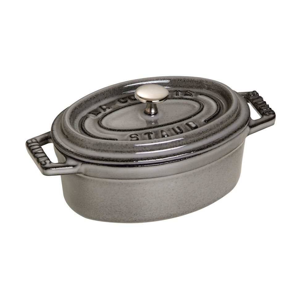 Mini Cocotte 11 cm, oval, Graphit-Grau, Gusseisen