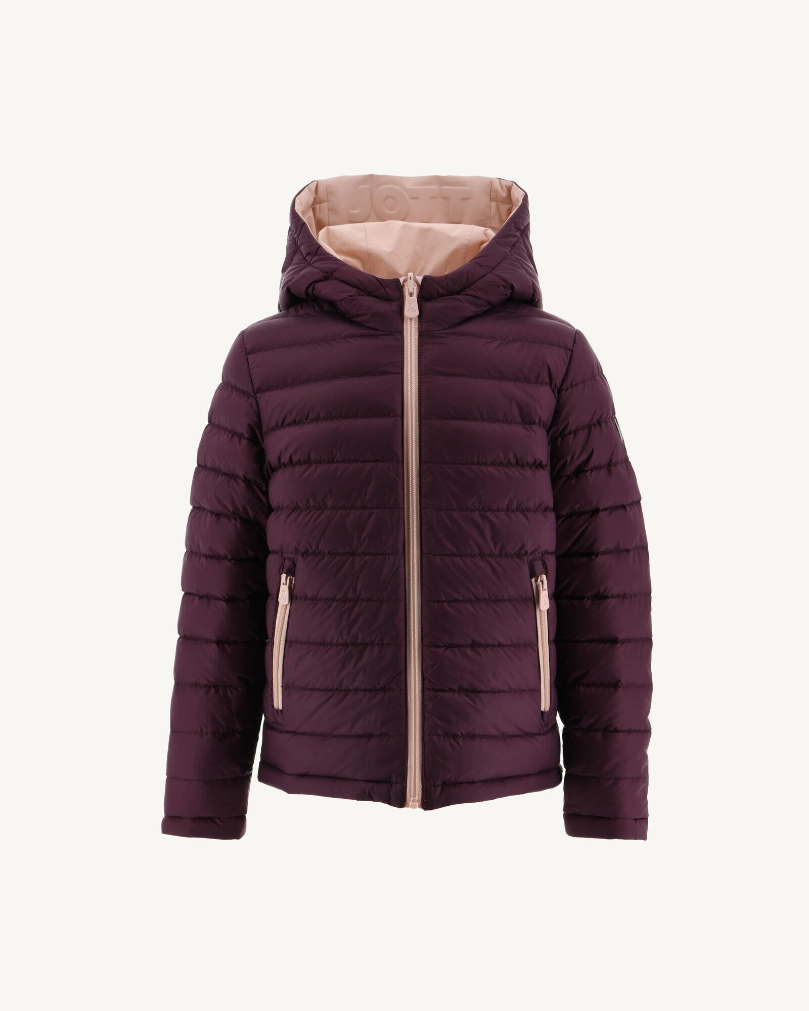 Doudoune réversible à capuche enfant Rose pale/Aubergine Zurich