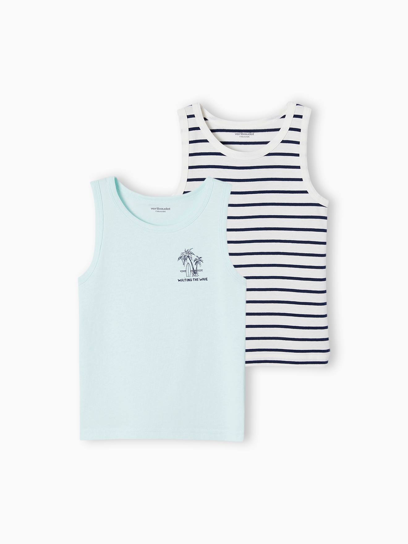 Lot de 2 débardeurs garçon thème palmier lot blanc
