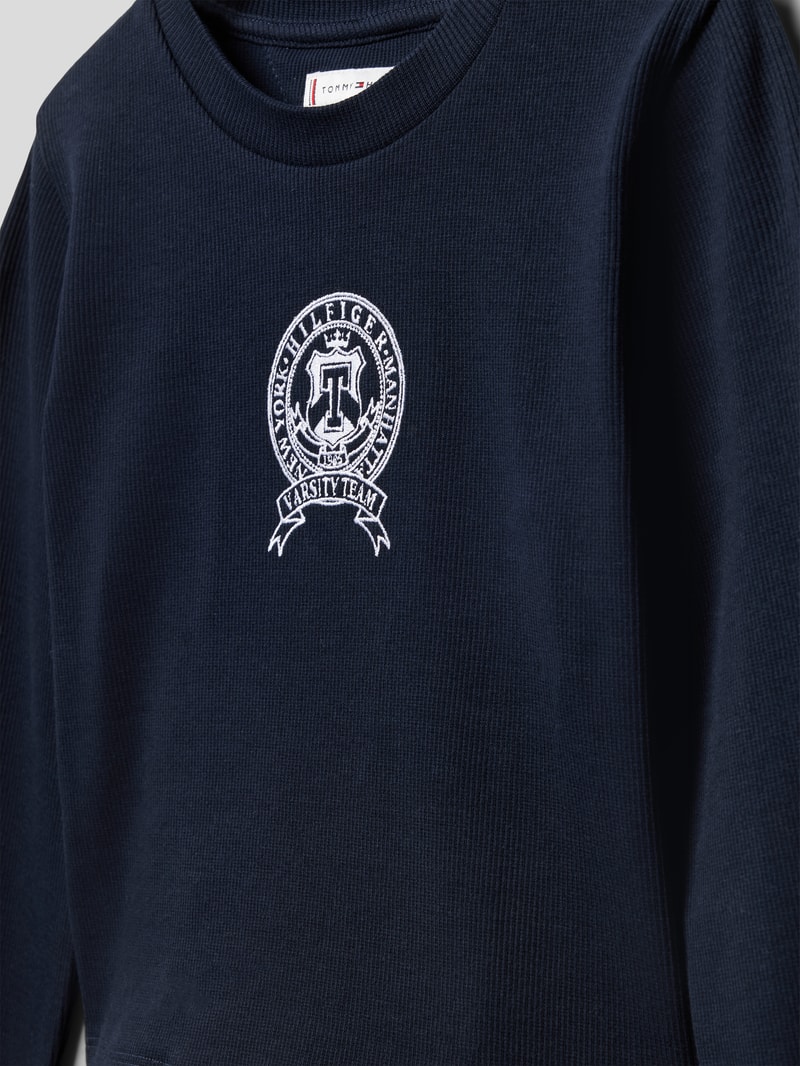 Longsleeve mit Label-Stitching in marineblau