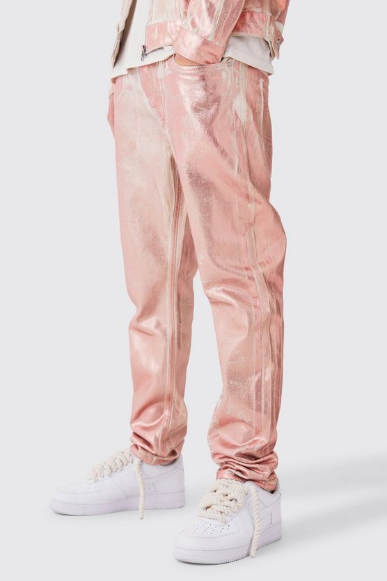 Slim-Fit Jeans mit Metallic-Print