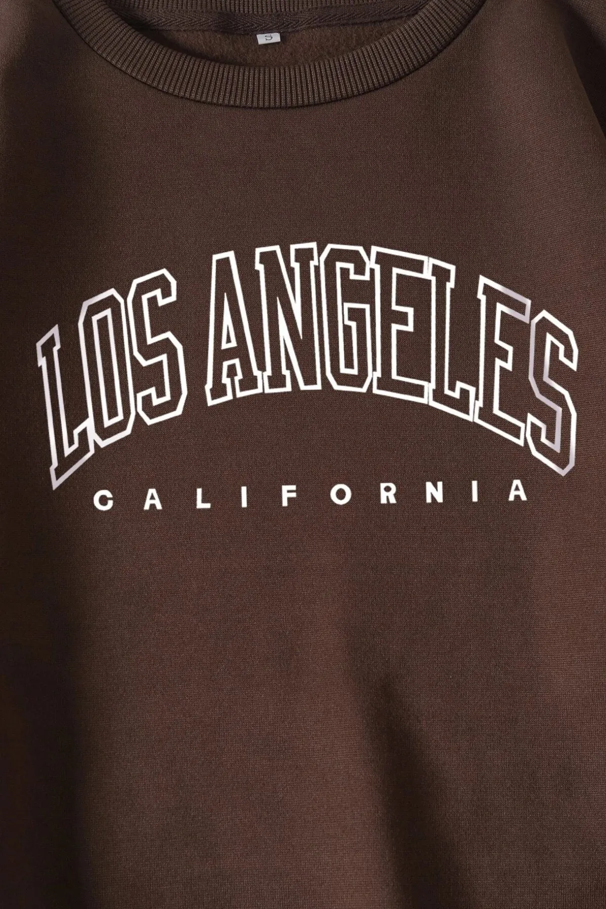 MODAGEN  Unisex-Sweatshirt mit Rundhalsausschnitt, braun, Los Angeles, bedruckt, Oversize