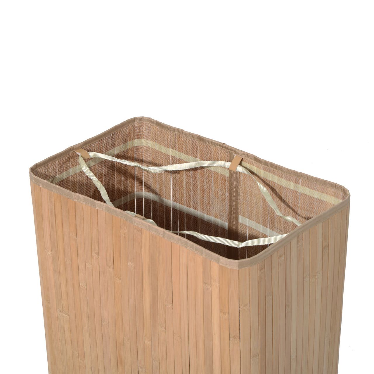 HOMCOM Wäschekorb Wäschebox Wäschesammler mit Deckel Segeltuchsack Segeltuch   Bambus Natur 100L 52 x 32 x 63 cm