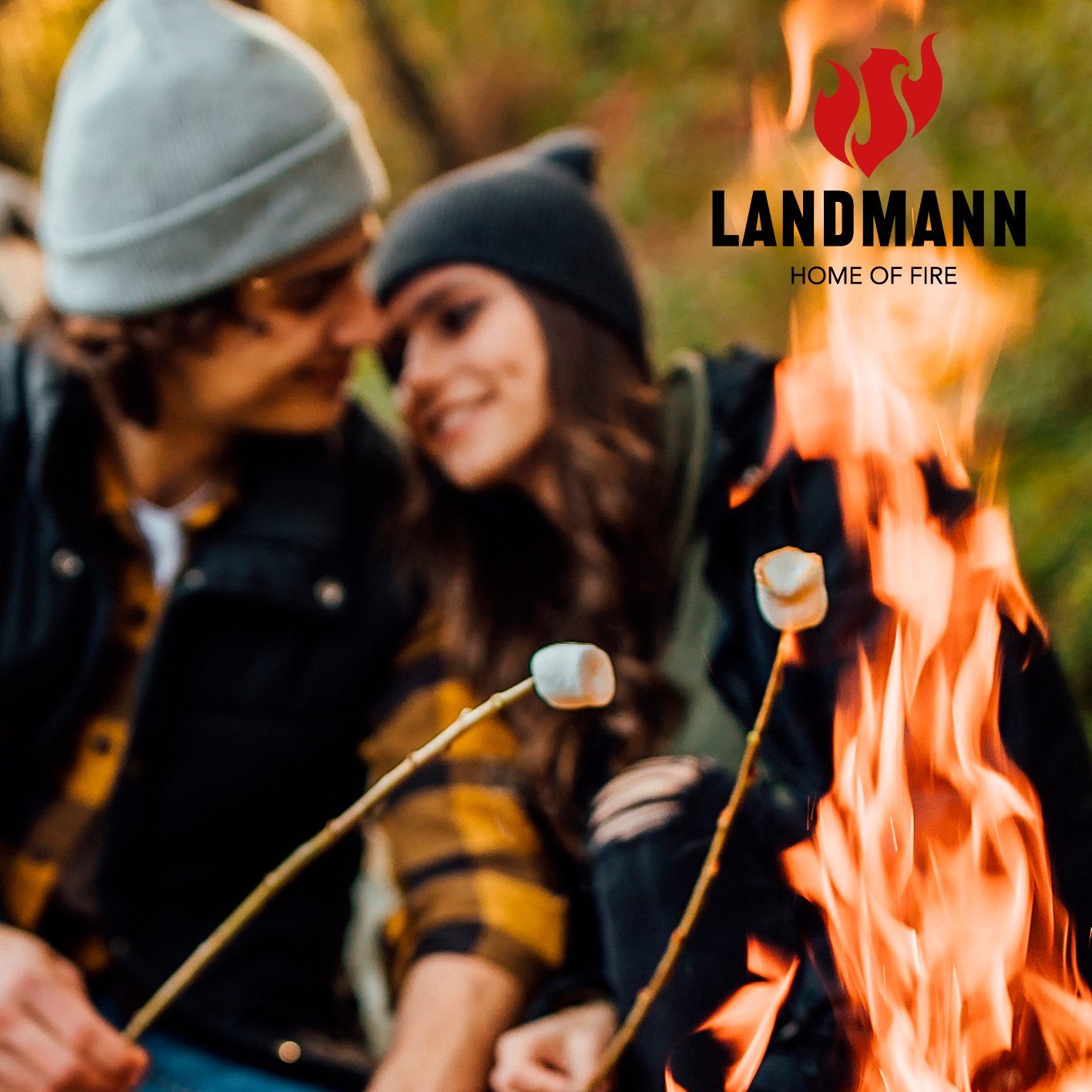 LANDMANN Feuerkorb Steel Stripes 44x65cm schwarz, 360° Sicht inkl. Bodenplatte