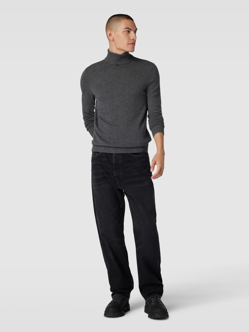 Strickpullover mit Rollkragen aus Kaschmir in anthrazit meliert