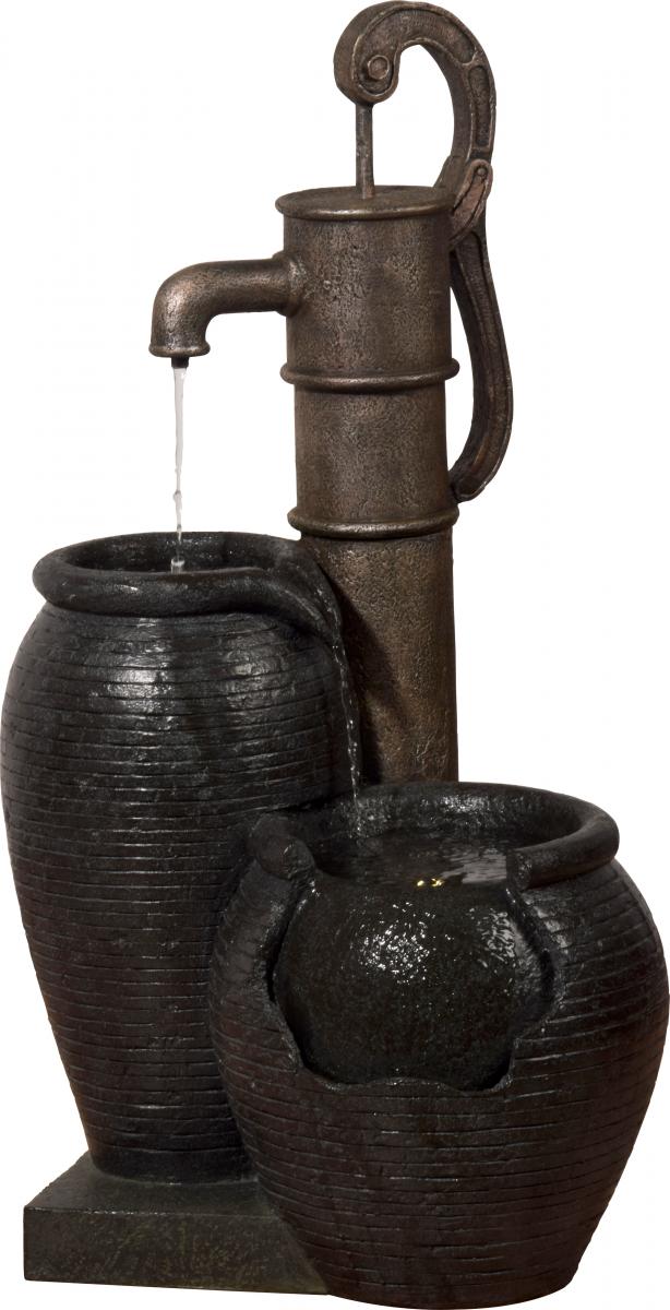 dobar Großer Design-Gartenbrunnen mit Zier-Handpumpe