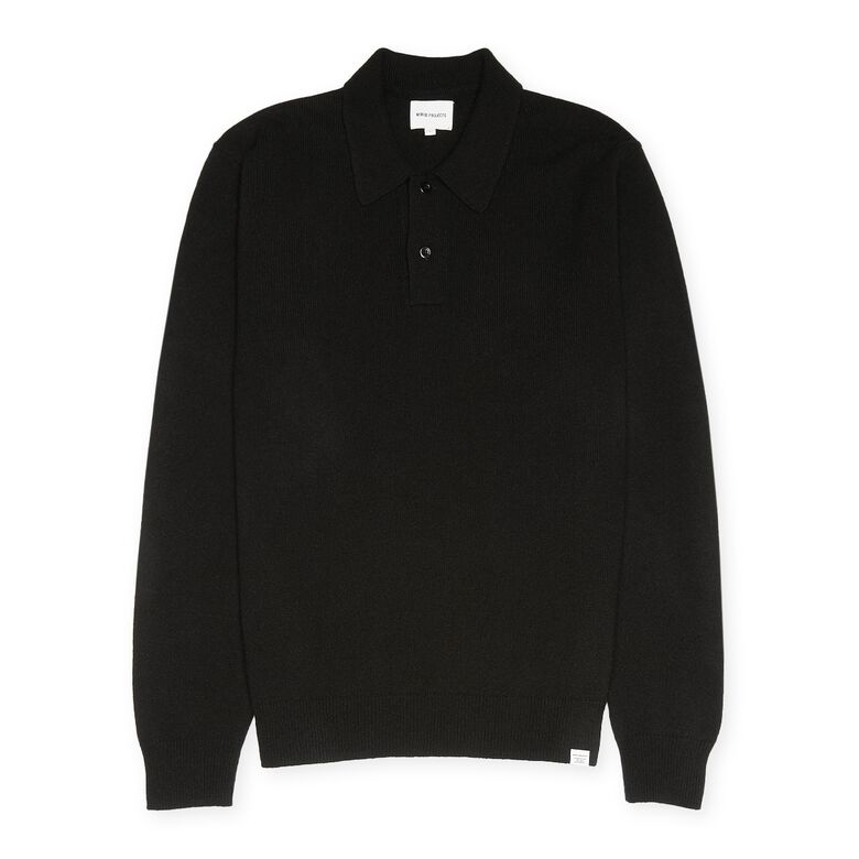 Norse Projects Marco Merino Lambswool Polo black