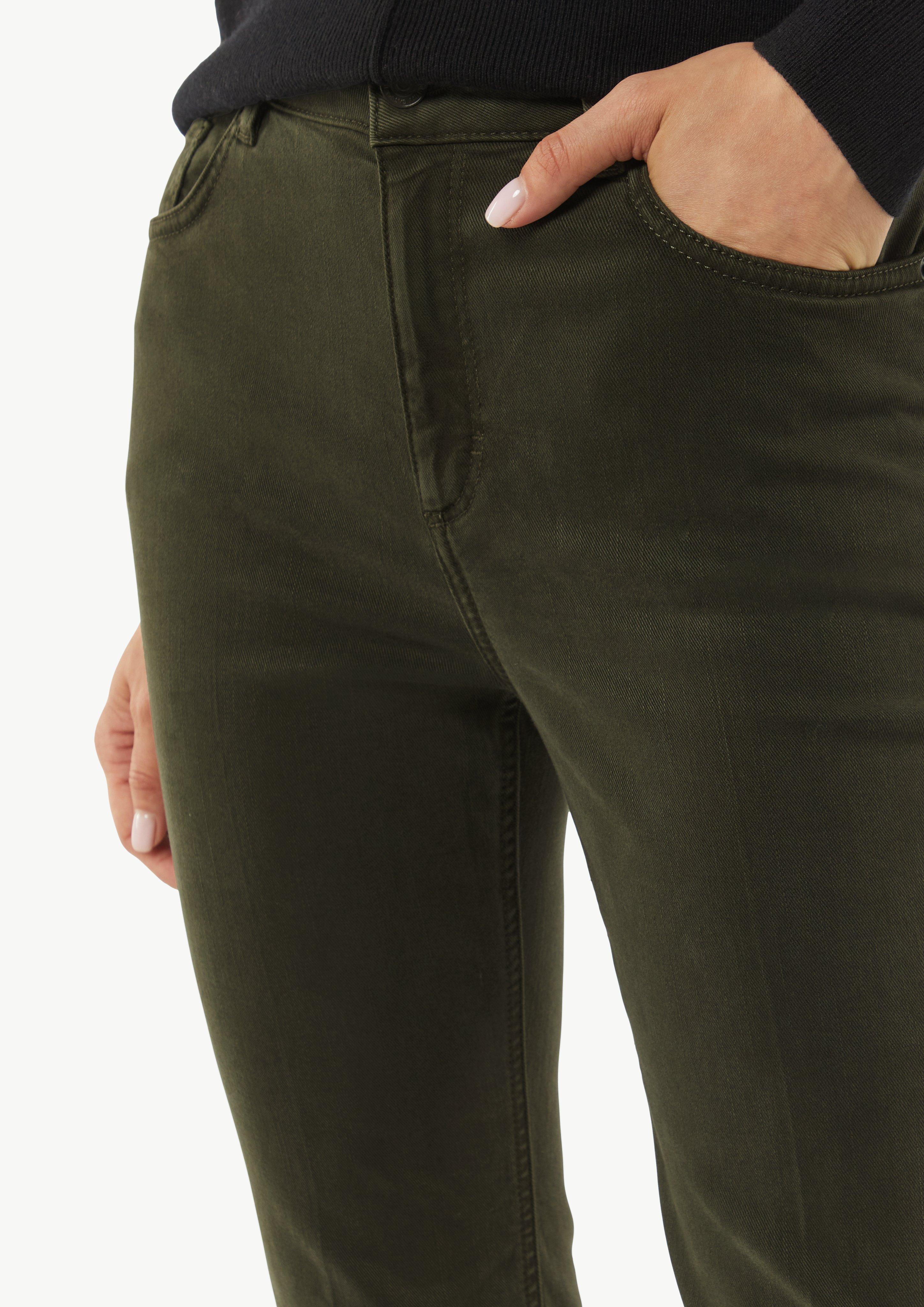 Hose mit Flared Leg - olivgrün
