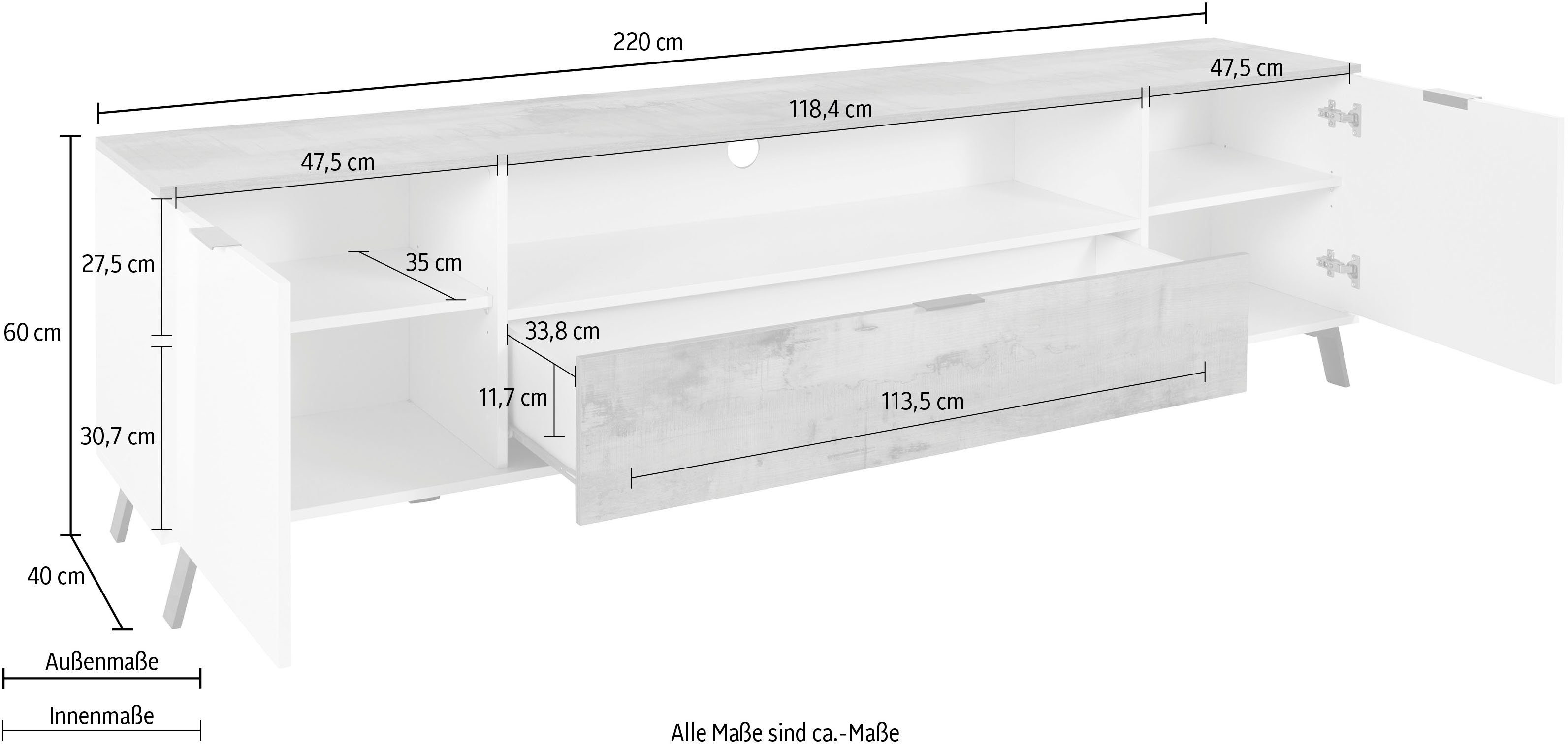 KITALY TV-Board CASANOVA, Breite ca. 220 cm