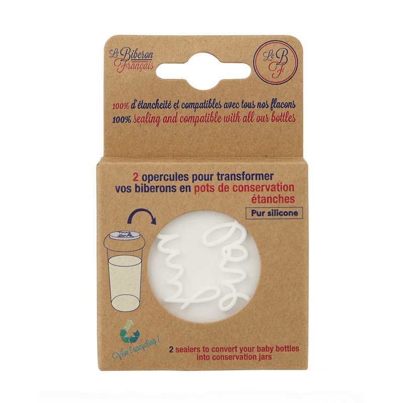 Lot de 2 Opercules silicones Cœurs/Mylove Le biberon français