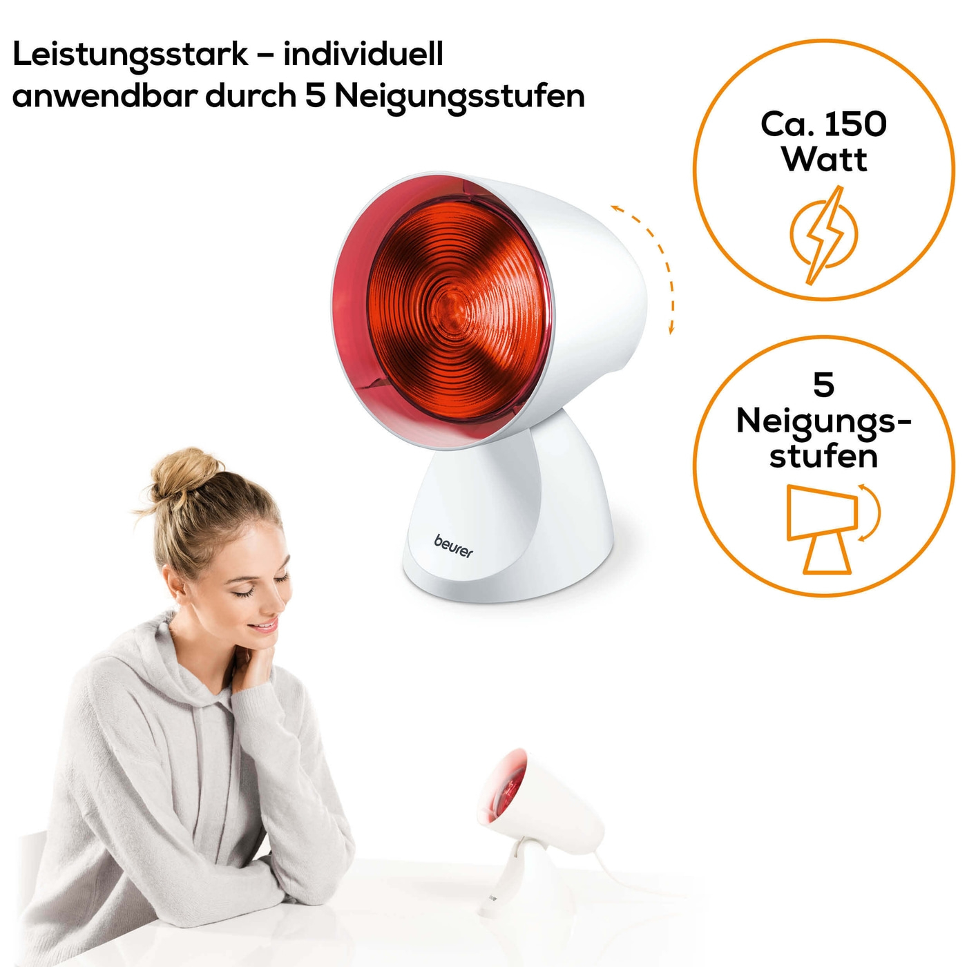 Beurer Infrarotlampe IL 21-Rotlichtlampe für wohltuende Wärme bei Erkältungen & Muskelverspannungen