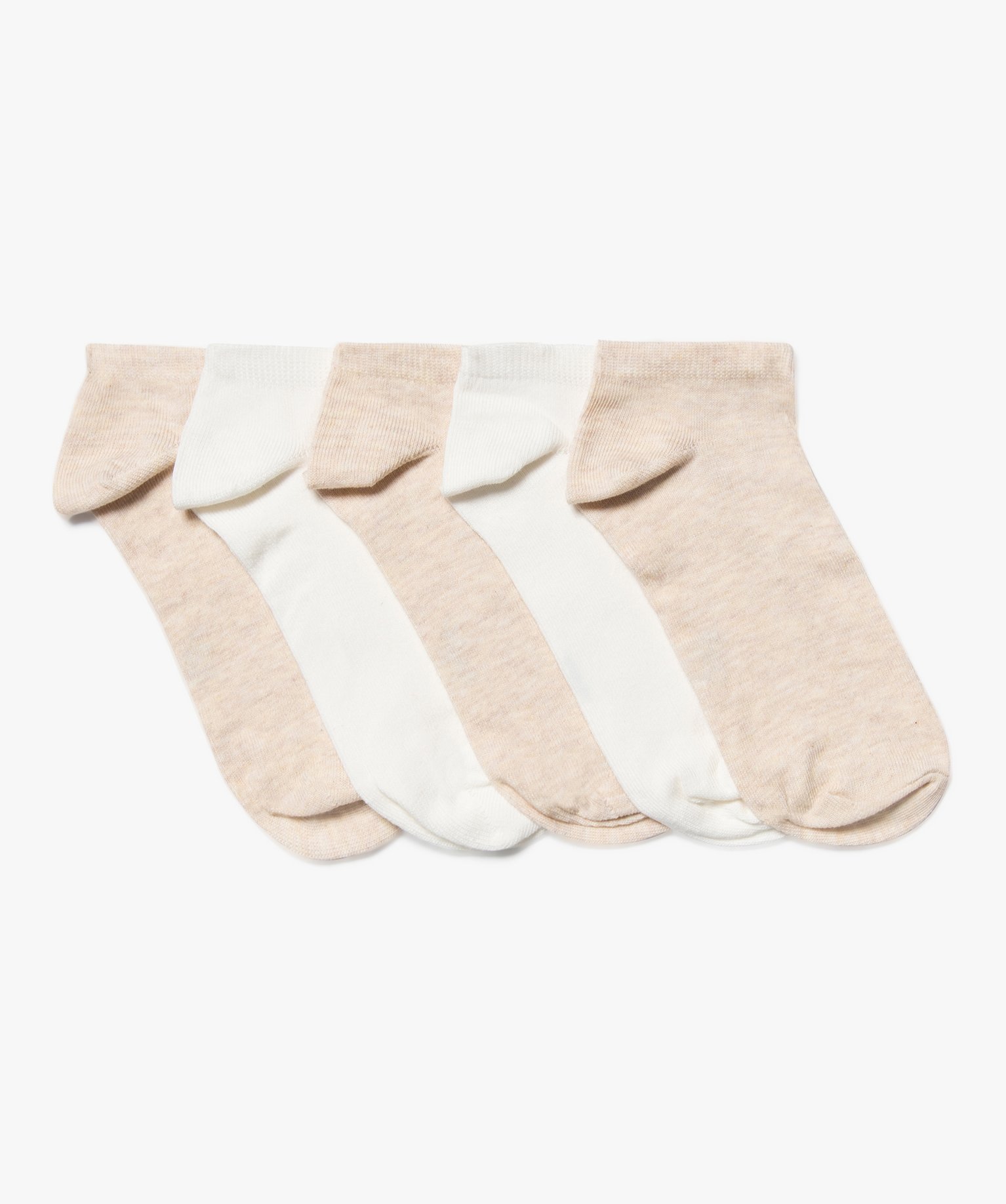 Chaussettes femme ultra courtes unies (lot de 5) beige | GEMO