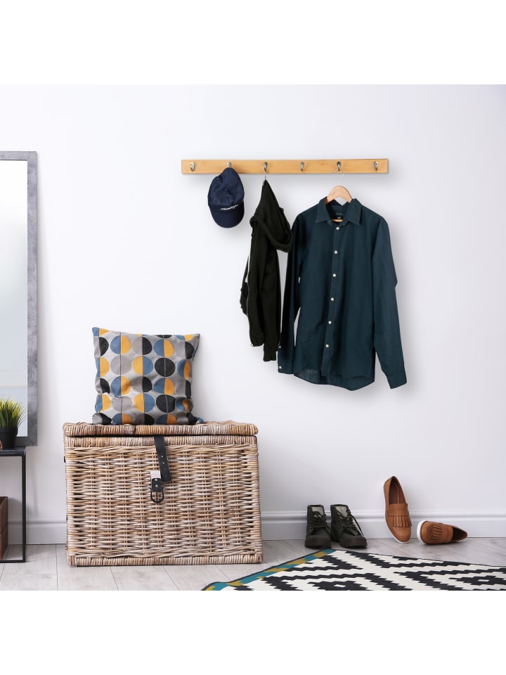 relaxdays Hakenleiste 6 Haken in Natur günstig kaufen onesize