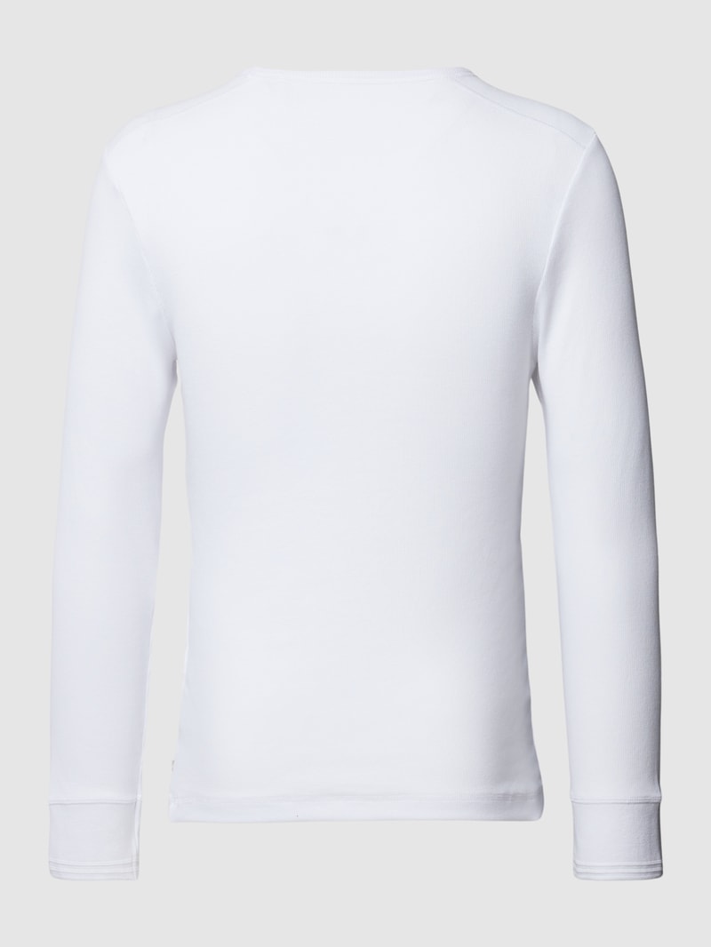 Longsleeve in Feinripp-Optik Modell 'ICONIC' in weiß