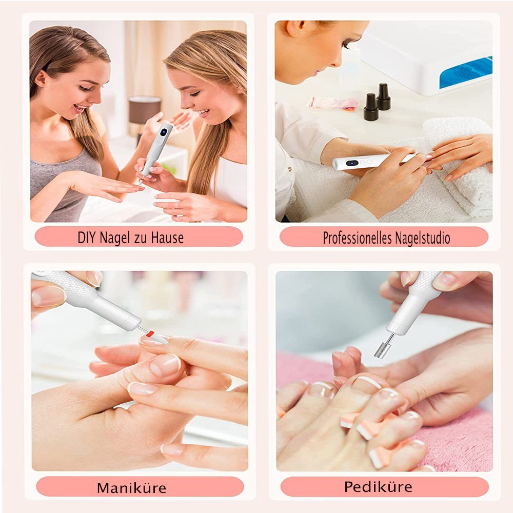 Mutoy Maniküre-Pediküre-Set Maniküre-Pediküre-Set,Elektrische Nagelfeile, 3 Geschwindigkeitsstufen,mit LED Anzeige,für GelnägelAcrylnagel