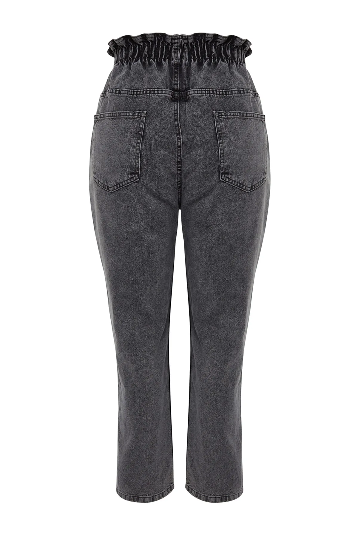 Trendyol Curve  Graue Mom-Jeans mit hoher Taille und elastischem Bund TBBAW23JE00002