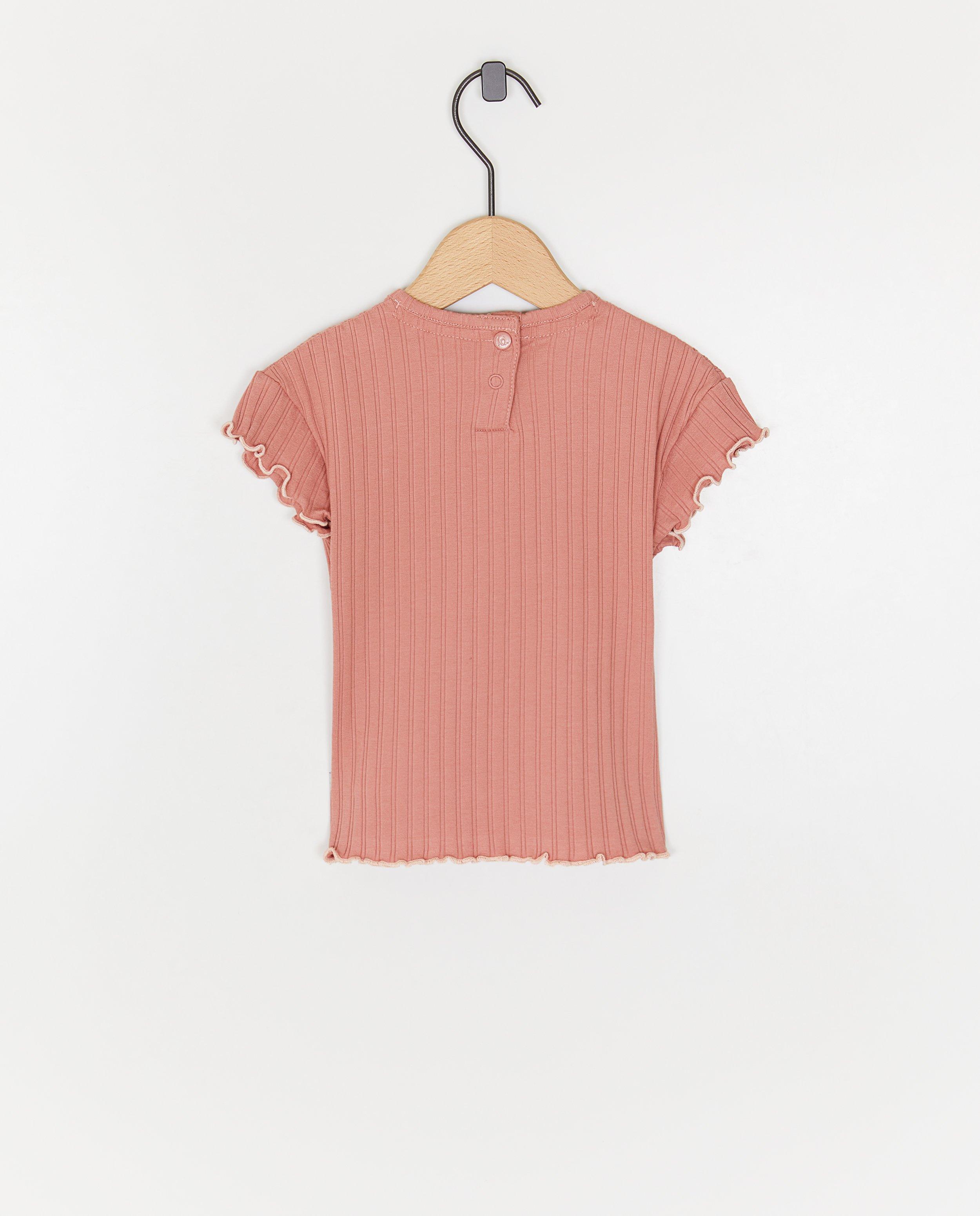 Tricou Little Dutch cu model striat, roz vechi