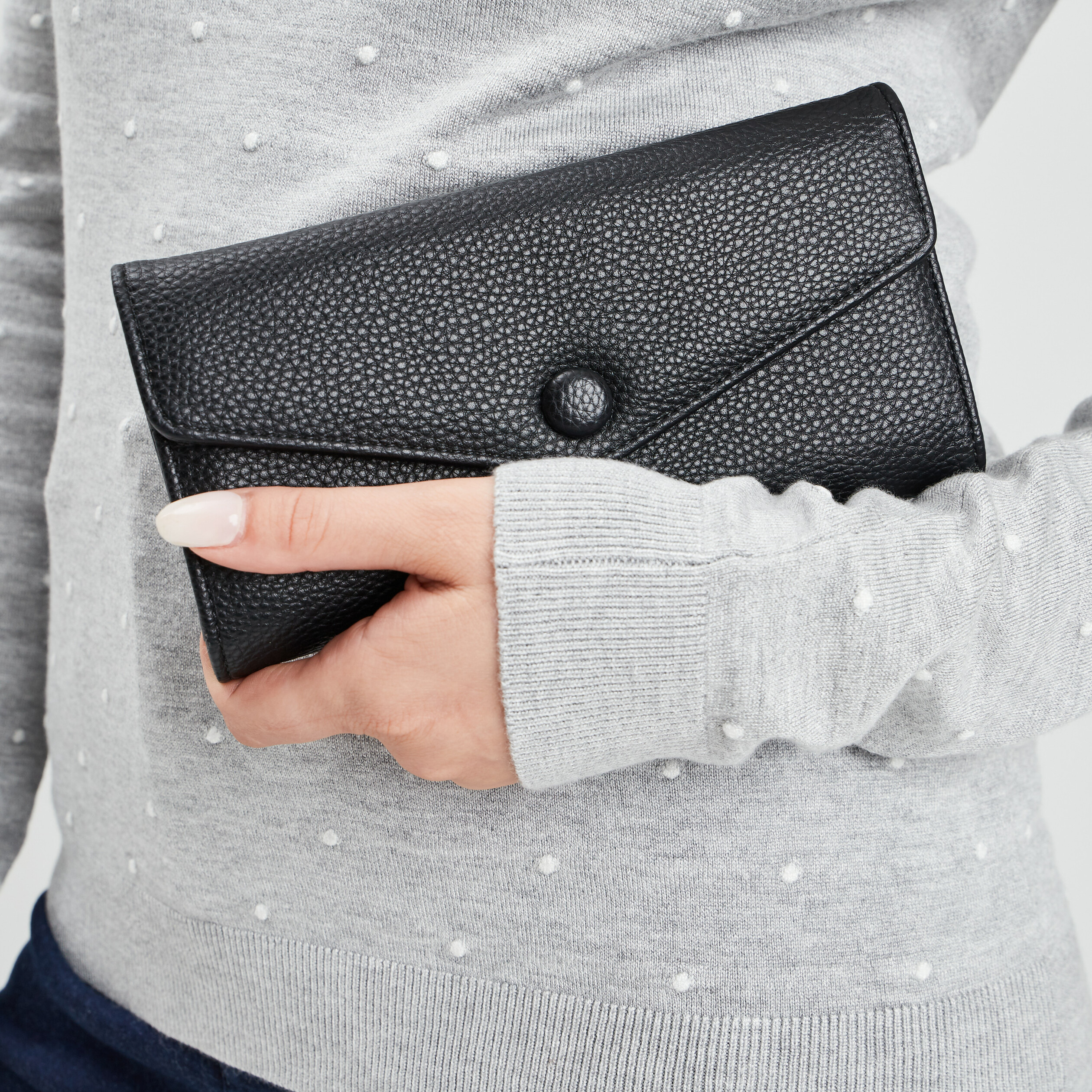 Portefeuille rectangulaire noir femme | La Halle