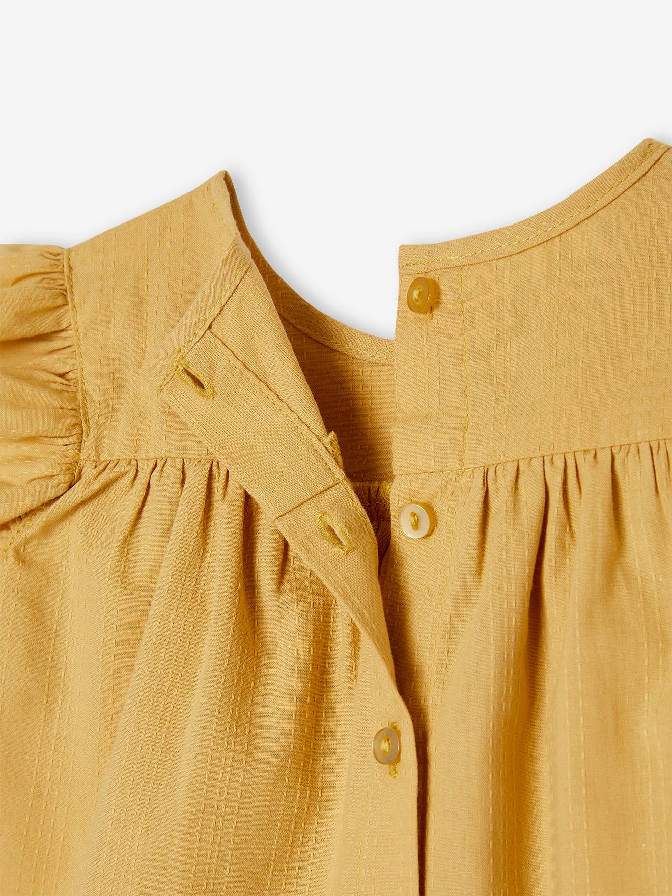 Blouse bébé à volants jaune pâle