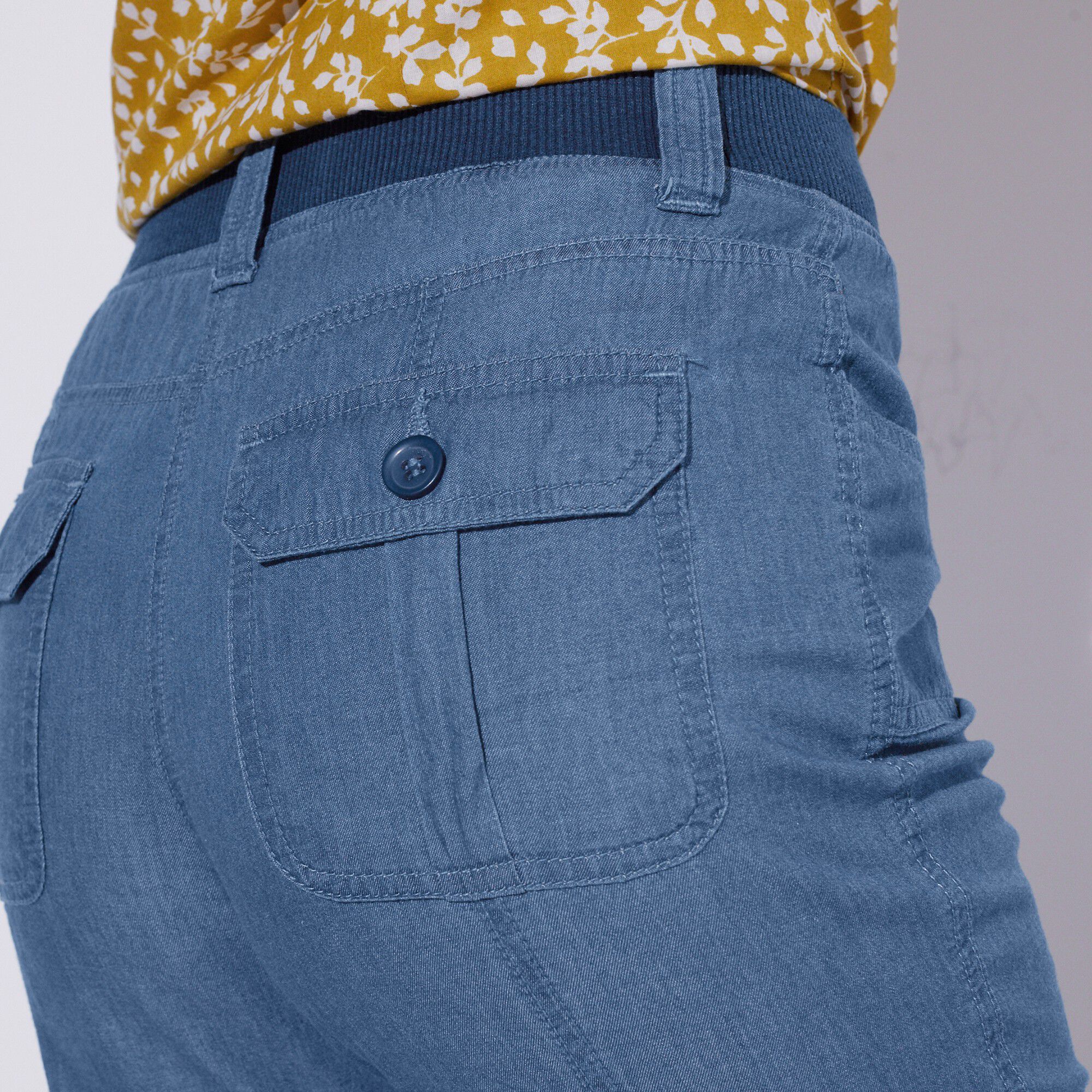 Pantacourt denim ceinture maille