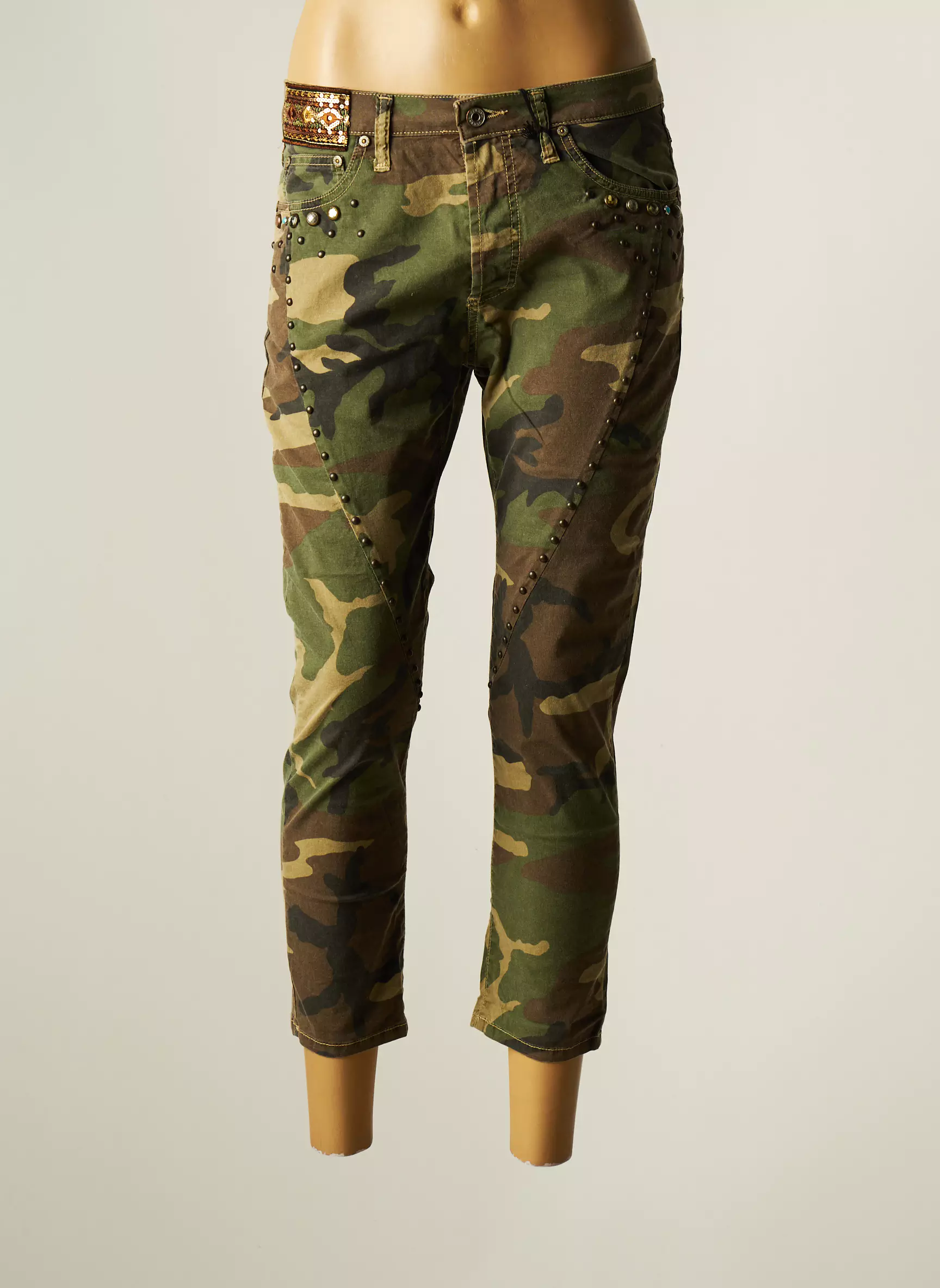 Please Pantalon7 8 Femme couleur vert
