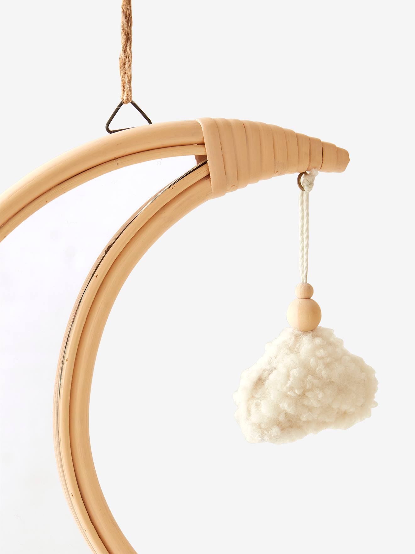 Vertbaudet Kinderzimmer Spiegel aus Rattan, Mond & Wolke - beige