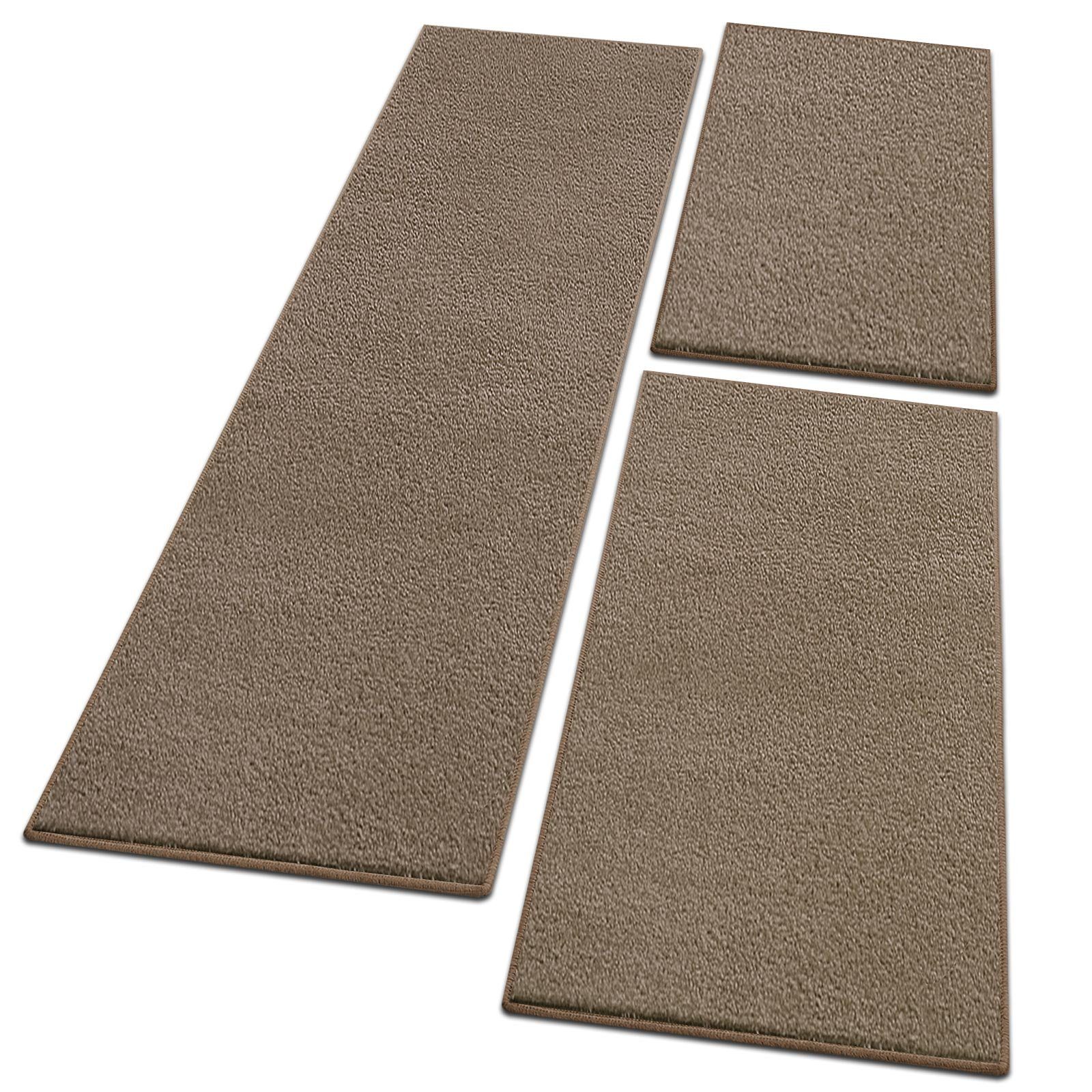 Hochflor-Bettumrandung Dynasty Hellbraun, 3 Größen, Teppichläufer, ideal im Schlafzimmer Floordirekt, Höhe 8.5 mm, (3-tlg), Velours