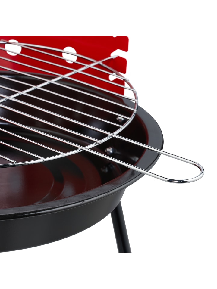 relaxdays Holzkohlegrill in Schwarz/ Rot - Ø 37 cm günstig kaufen onesize
