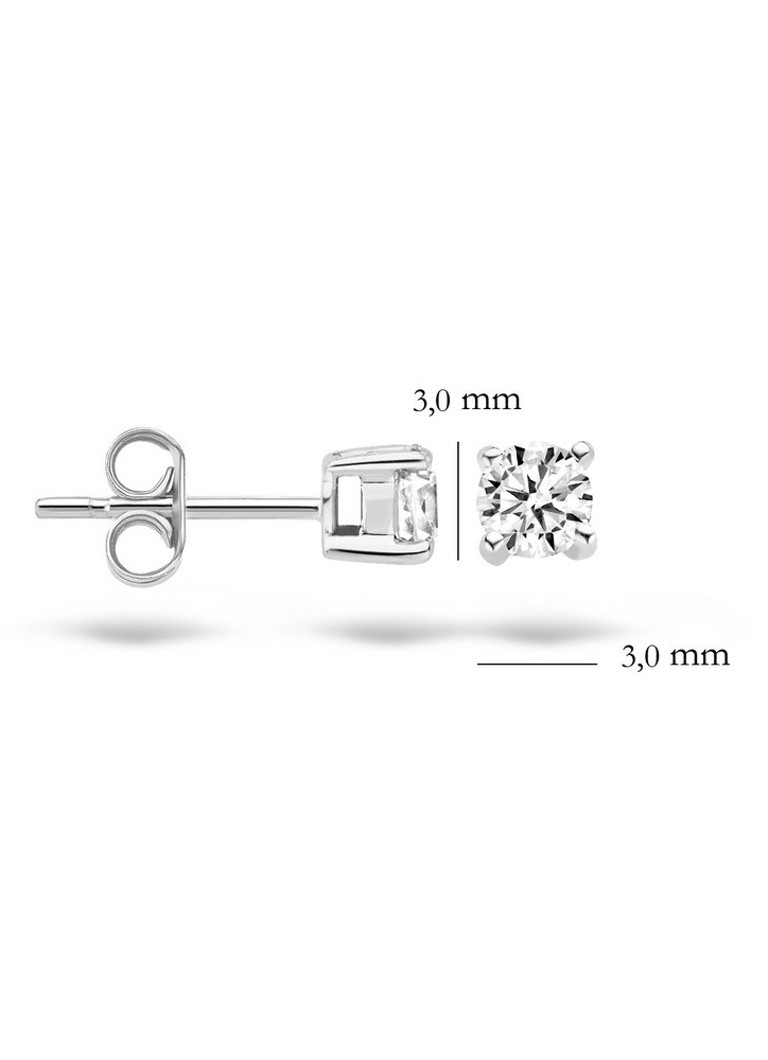 Orecchini a lobo in oro bianco 14 carati con finitura rosa cipria e zirconi cubici 7128WZI