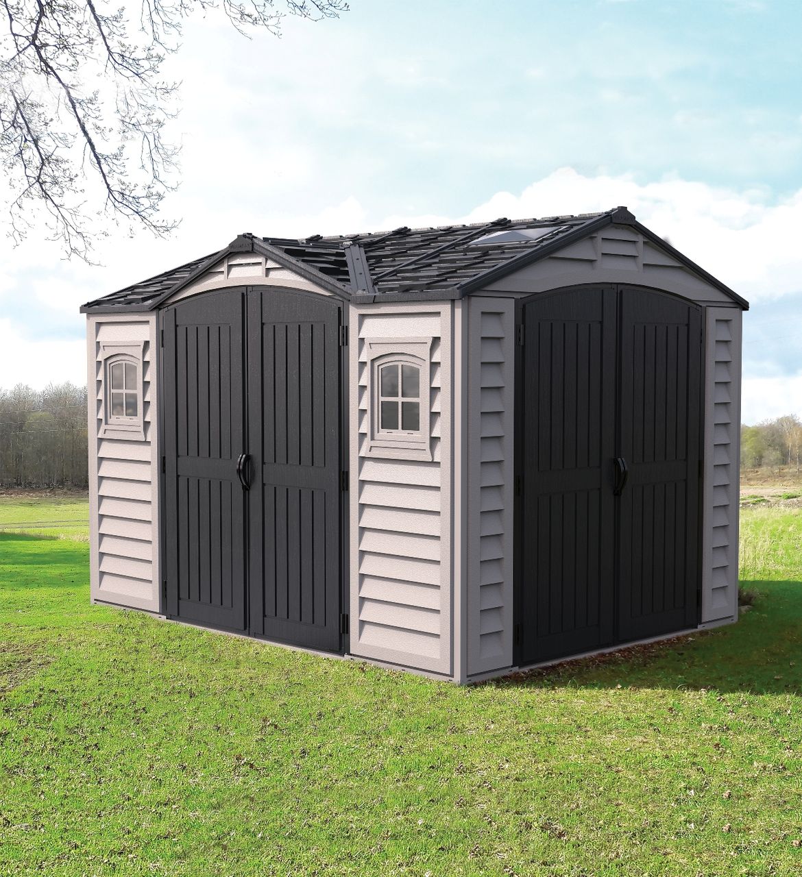 Duramax Kunststoffgerätehaus Apex Pro 10.5'x8', 7,6 m² - Grau   Bodenkonstruktion DURAMAX 40116